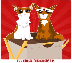 cute cartoon portraits kitties